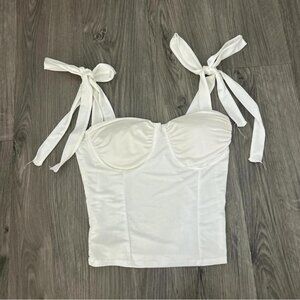 White tie-up corset top #corsettop
